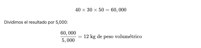 Ejemplo de Cálculo del Peso Volumétrico