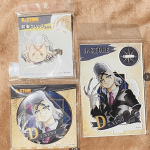 64023 Dr. Stone Vintage Acrylic Stand, Can Badge, Bangs Clip, Xeno 3-Piece Set, Brand New, Unused