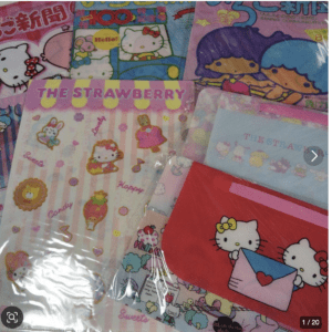 68785 Sanrio Strawberry Newspaper and other clear files (5 sheets and 2 assembled letter cases)