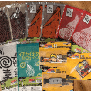 69954 NARUTO Ichiban Kuji I Prize Jacquard Mini Towel x 8, H Prize Rubber Assortment x 3