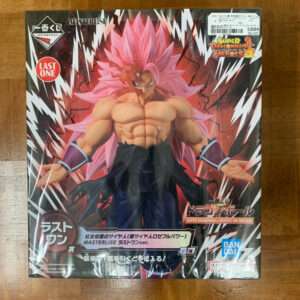 Dragon Ball Heroes figure box featuring a muscular character with pink hair and tattered black cape against a lightning background.