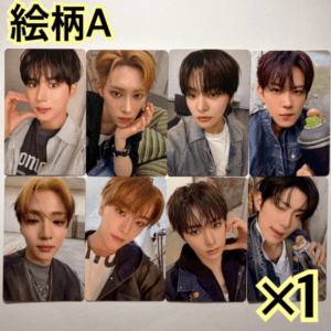 Nine close-up selfies of young men in casual outfits arranged in a 3x3 grid, with yellow '絵柄A' text top-left and 'X1' bottom-right.
