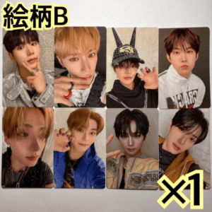 Collage of eight close-up selfies of a young man with varied hairstyles; text '絵柄B' top-left and 'X1' bottom-right.