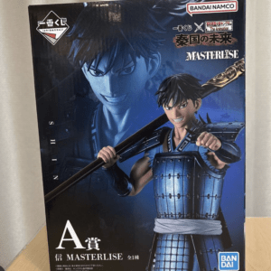Box for a Masterlise collectible figure featuring a blue-armored samurai holding a long staff, with Bandai Namco branding.
