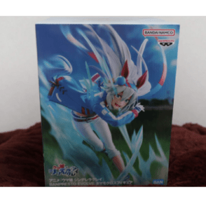 Boxed Banpresto action figure packaging featuring a blue-haired character in a dynamic action pose with energy effects.