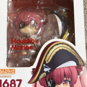 Boxed Hololive figure by Good Smile Company; pink-haired Houshou Marine pirate figure visible through the window.