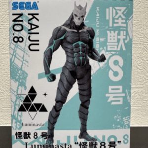 Box for SEGA Kaijū No. 8 figure 'Luminasta', showing a gray/teal armored monster in a standing pose with logos and Japanese text on the packaging.