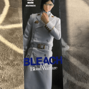 Boxed Bleach action figure from The Blood Warfare line, in a white military uniform with blue text on the box front.