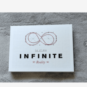 White product box on a gray carpet, featuring an infinity logo and the bold word INFINITE with '∞ Reality ∞' beneath.
