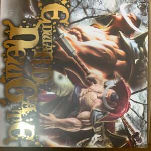 Cover art of a pirate-themed game: two muscular men pose with weapons against a rocky, stormy backdrop and gold stylized title text on the left.
