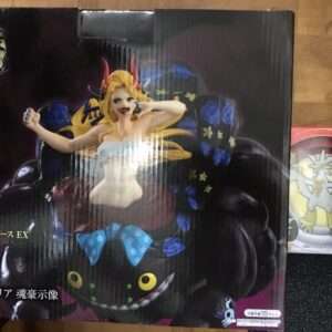 Box art for a One Piece EX prize figure: a blonde woman posing on a large black spider, with Japanese text and 'D賞' on the boxtop.