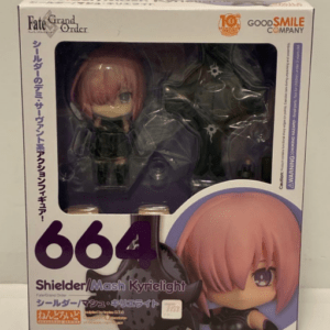 Boxed Nendoroid figure of Mash Kyrielight from Fate/Grand Order, #664, visible through the window (Good Smile Company).