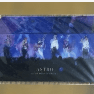 Poster showing the group Astro performing on a blue-lit stage, with the band name “ASTRO” at the bottom.