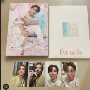 Box set for Face The Sun: left box shows a person in paint-splattered clothing against a colorful backdrop; right box is white with a small artwork and the title 'Face The Sun'.