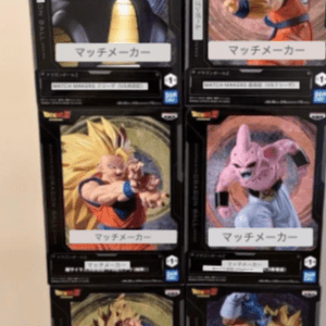 Six boxed Dragon Ball action figures displayed in two columns by three rows, with Japanese labels on each box.