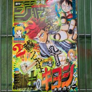 Bright Japanese manga magazine cover with a bold action pose hero reaching toward the viewer and colorful text pieces in neon hues; multiple characters and large Japanese title. Perceived as an energetic comic anthology cover.