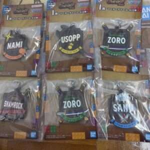 Keychain favors featuring One Piece Straw Hat Crew: NAMI, USOPP, ZORO, SHAMROCK, SANJI (packaged and labeled)