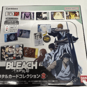 Bleach Metal Card Collection 2 box with anime characters and sample cards on the packaging; Bandai Namco logo visible.