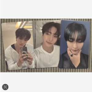 Three photo cards of a young man with black hair: left selfie with phone, middle smiling with white shirt, right portrait with blue background and hand on chin with a ring.