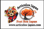 Post Box Japan logo featuring a cartoon bear mascot, an orange tree, and the text 'Artículos Japones' (www.articulos-japon.com).