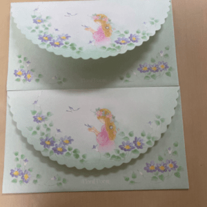 97253 Sanrio S showa-era Retro "Floral Poem" – 2 Envelopes (Original 1976 Issue)