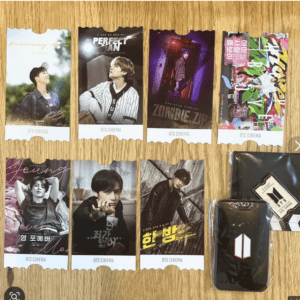 97488 BTS membership kit: trading card, cinema ticket, pin badge