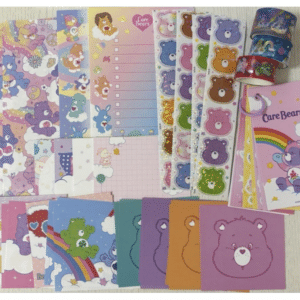 102123 Care Bears memo pad, stickers, flat pouches, and masking tape